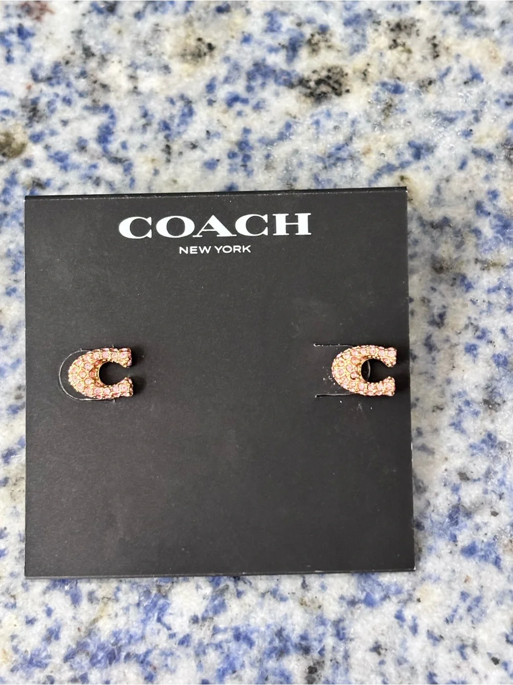 Coach Pink Crystal C Logo Stud Earrings - Picture 1 of 3